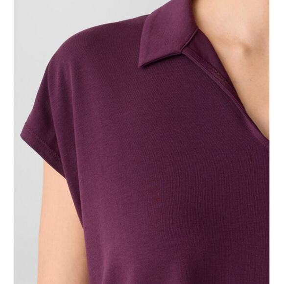 Eileen Fisher Women's Blackberry Fine Jersey Split Neck Square Top Size XL - Picture 9 of 10